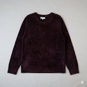 ORVIS Chenille Chunky Knit Long Sleeve Women's Large Burgundy Pullover Sweater